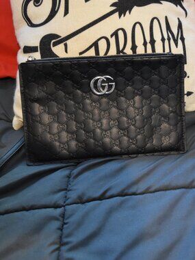 Gucci GG Monogram Leather Accessory Pouch